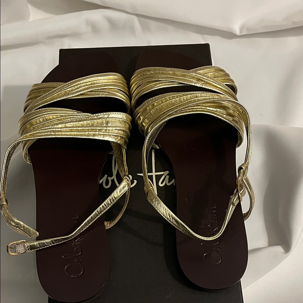 Cole Haan Gold Strappy Sandals - Picture 2 of 5